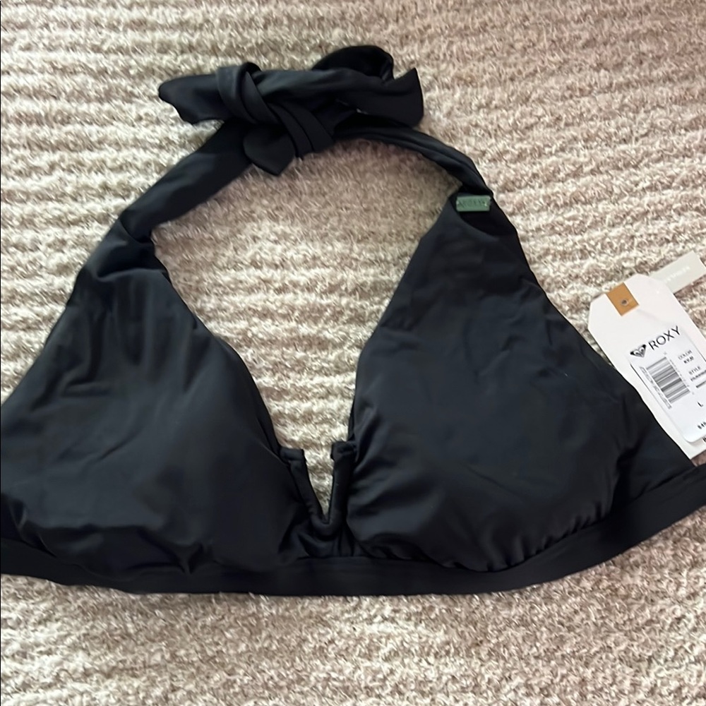 Roxy Black Halter Bikini Top